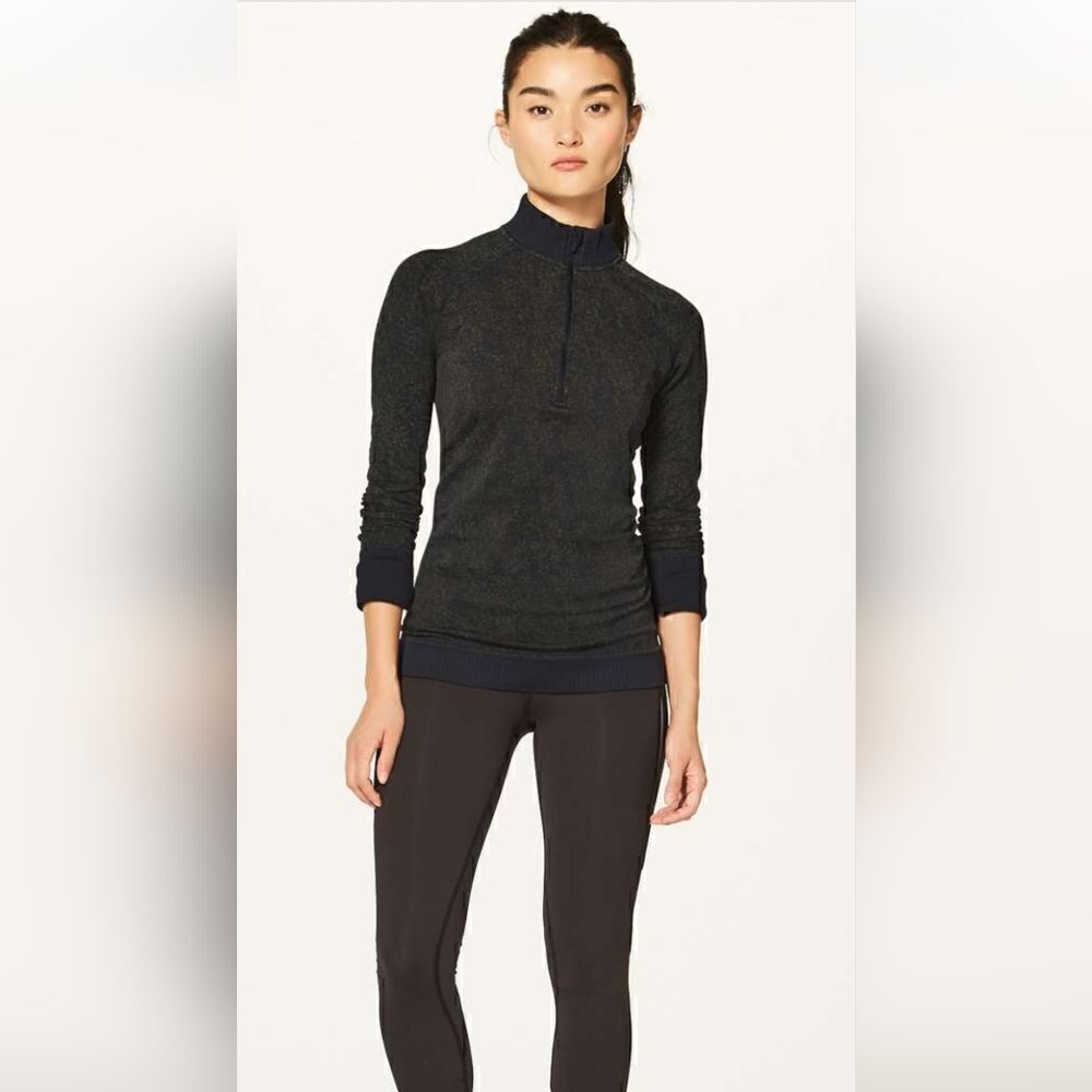 Lululemon Rest Less 1/2 ZipBlack / Armory (Green) Running Performance Wear | 10